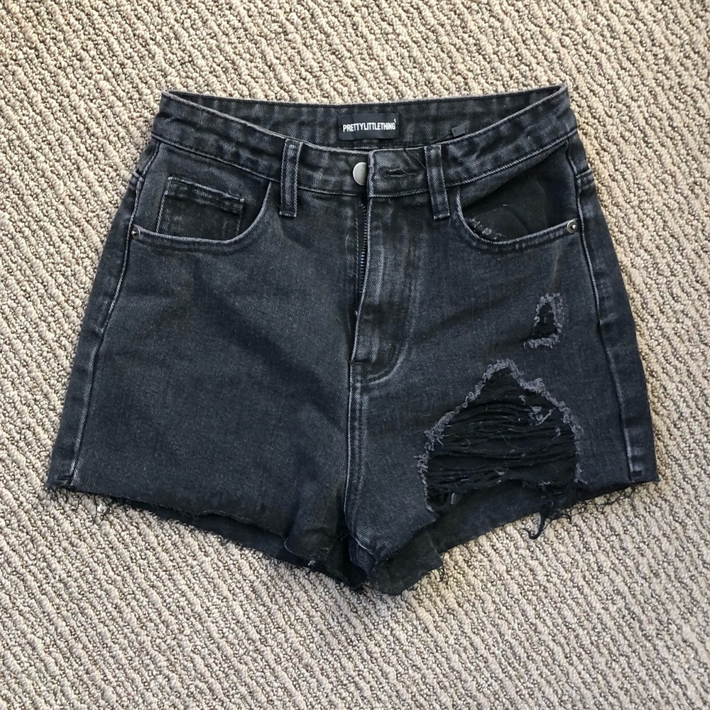 Pretty little thing black denim shorts
